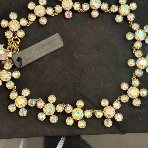 J.Crew Gold Crystal Flower Statement Necklace - Picture 2 of 7